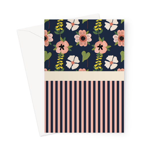 Navy and Pink Block Greeting Card