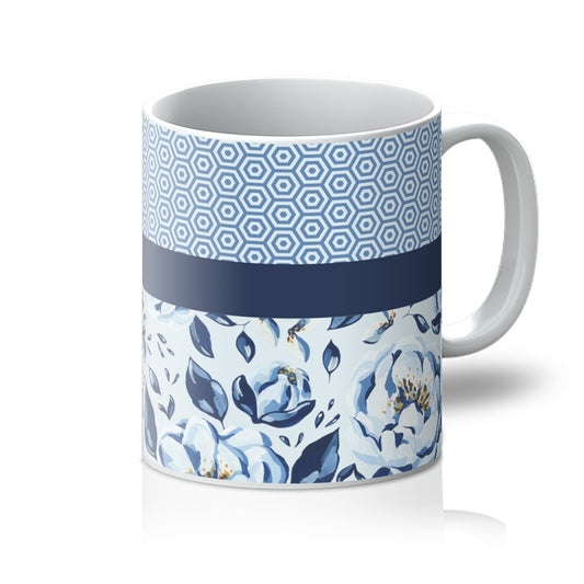 Blue Floral Block Mug