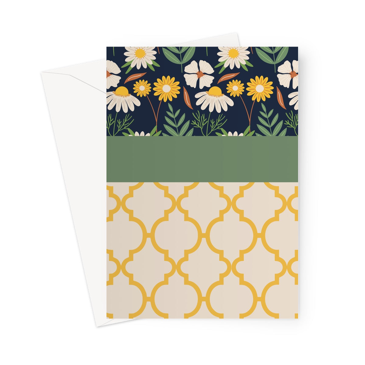 Navy, Yellow and Green Block Greeting Card