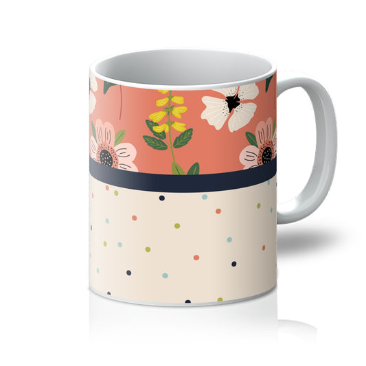 Coral Floral Block Mug